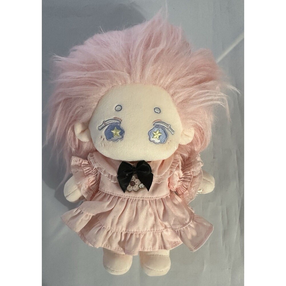 Cotton Doll Plush Anime No Attribute Pink Hair Star Embroidered Dress Set 20cm